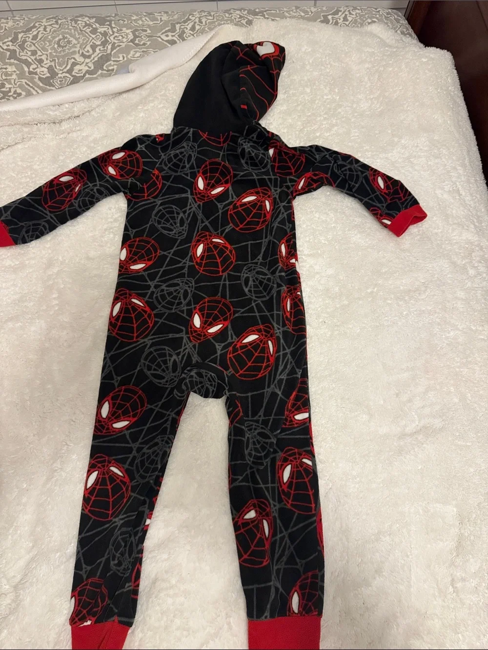 Marvel Black and Red Spider-Man Hooded Kids One-Piece